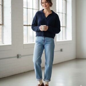 Aritzia Sunday Best Deep Blue V-Neck Sweater